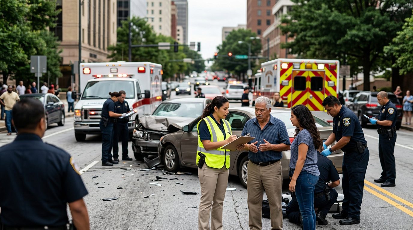 Anciano recibiendo cuidado médico en asilo con trabajador de salud.